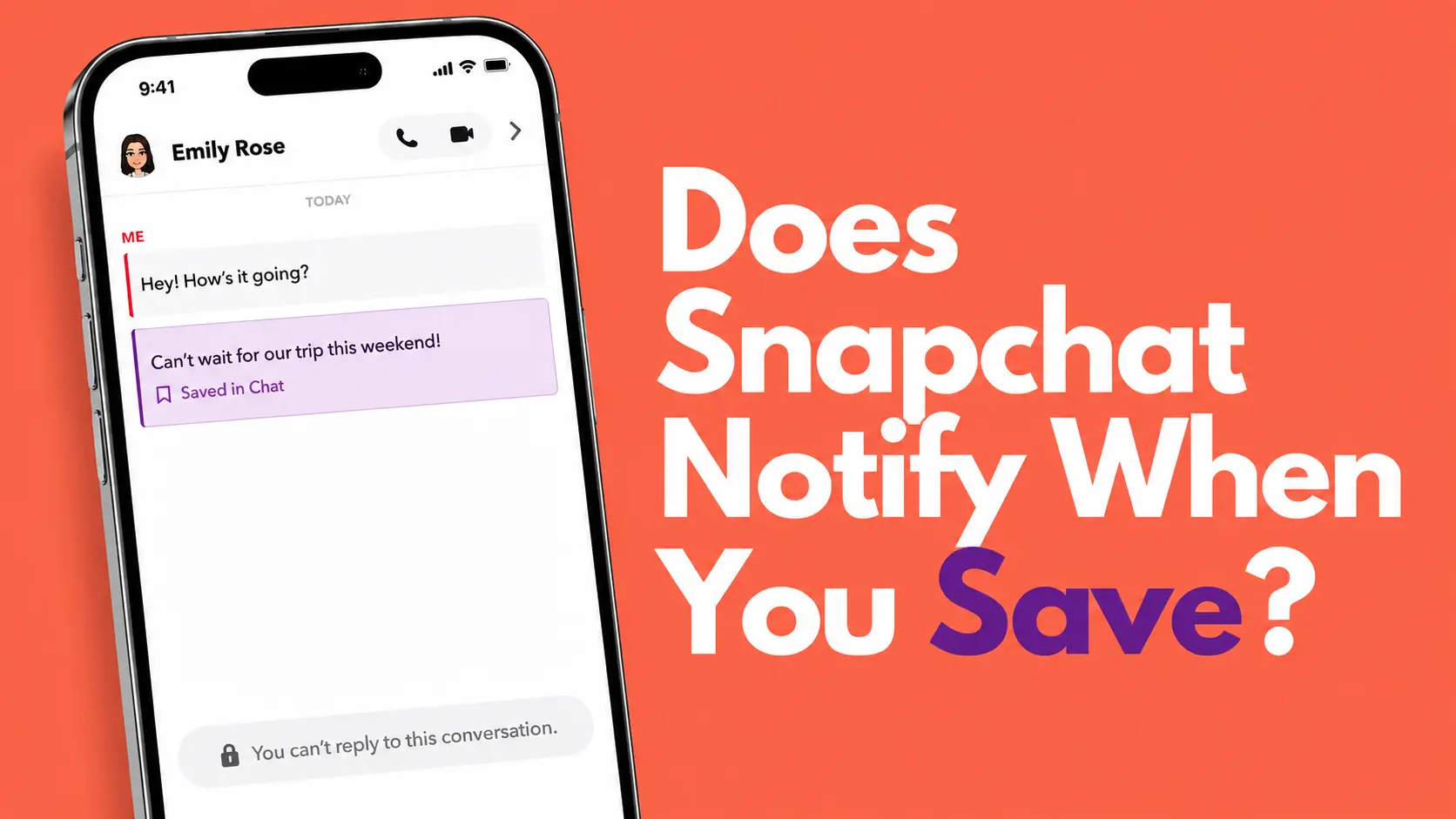 Snapchat chat showing a saved message notification